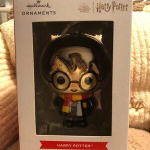 NIB Hallmark Blown Glass Ornament Harry Potter With Large Bubble Head Gryffindor